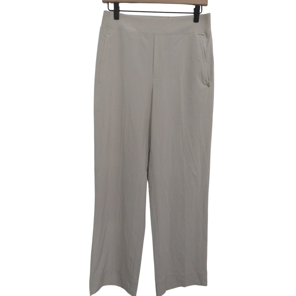 Athleta Women Sz 6 Beige Straight Leg Elastic Waist Lightweight Pants Minimalist